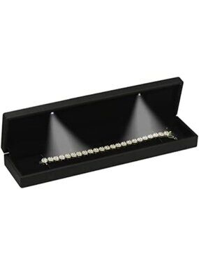 Black LED Jewelry Gift Box for Bracelet Necklace with Two Lights for Men Women